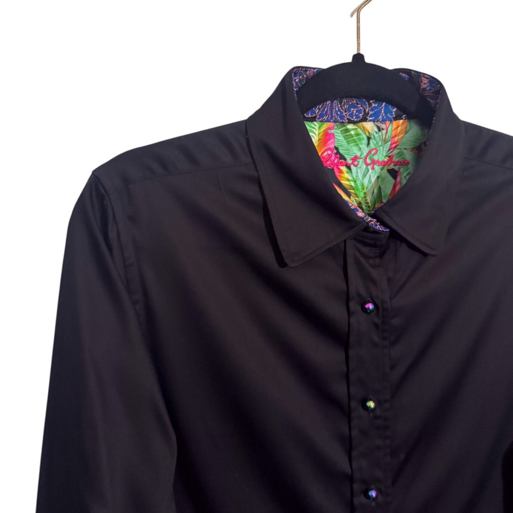 ❌❌❌❌Robert Graham Large Parrot Priscilla Button Up Shirt Top Paisley Cuff Womens - Picture 3 of 10